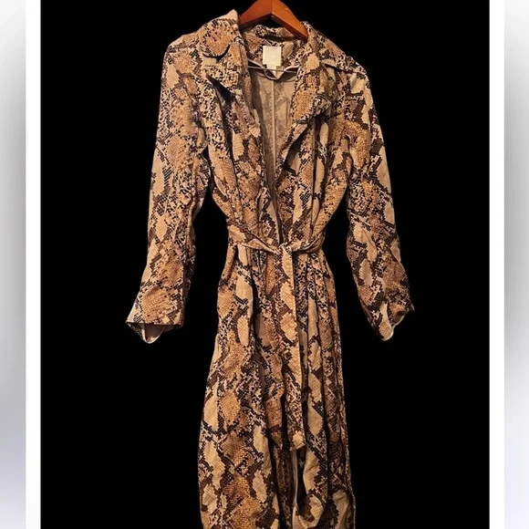 H&M Animal Print Jacket Sz 4 Women Belted Gorgeous - Picture 8 of 10